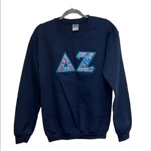 Delta Zeta Fleece Crewneck Sweatshirt, Navy, Size S